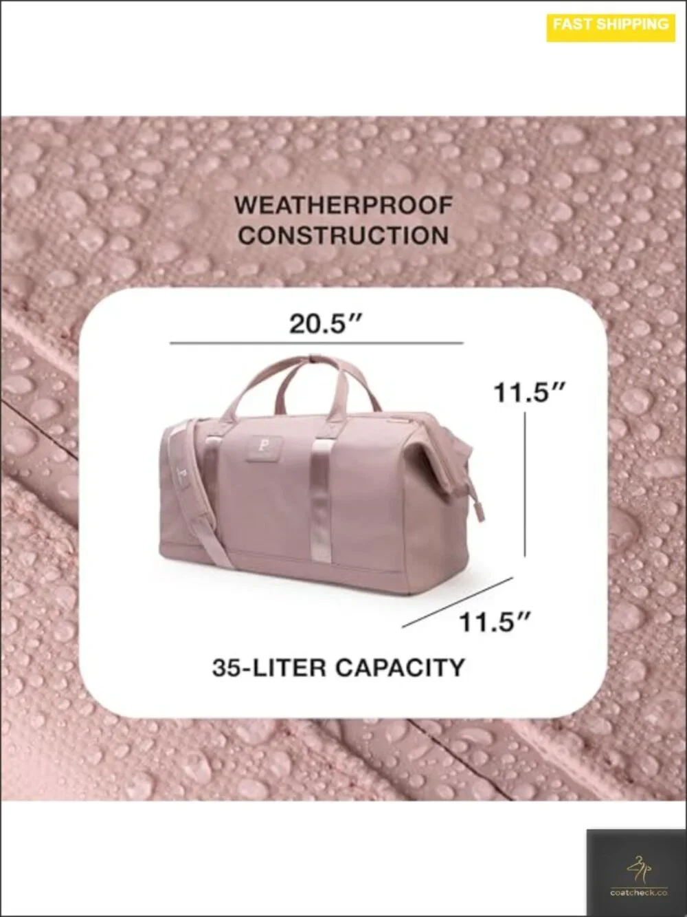 Weatherproof 35L Travel Duffel Bag with Interior Pockets